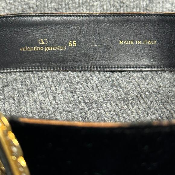 Vintage Valentino Italy XS black velvet belt leather rhinestone buckle cocktail main image 8